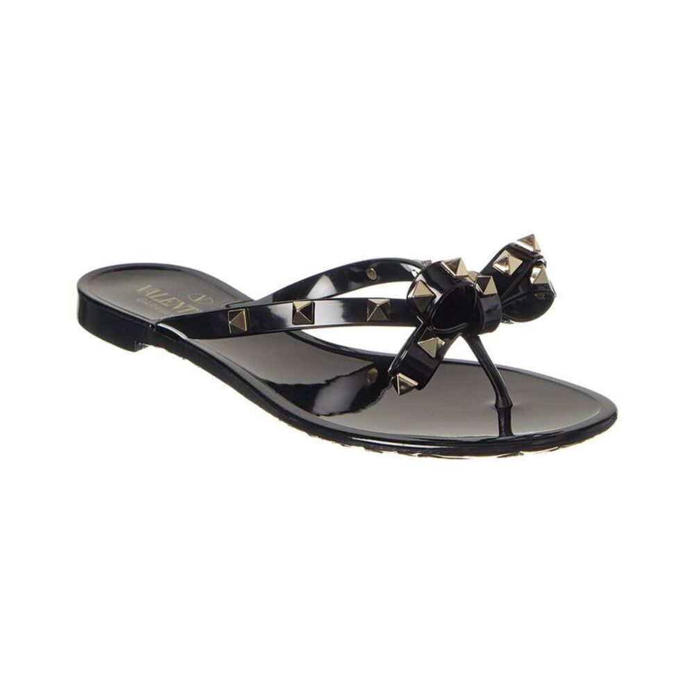 Valentino Rockstud Rubber Flip Flop, Black